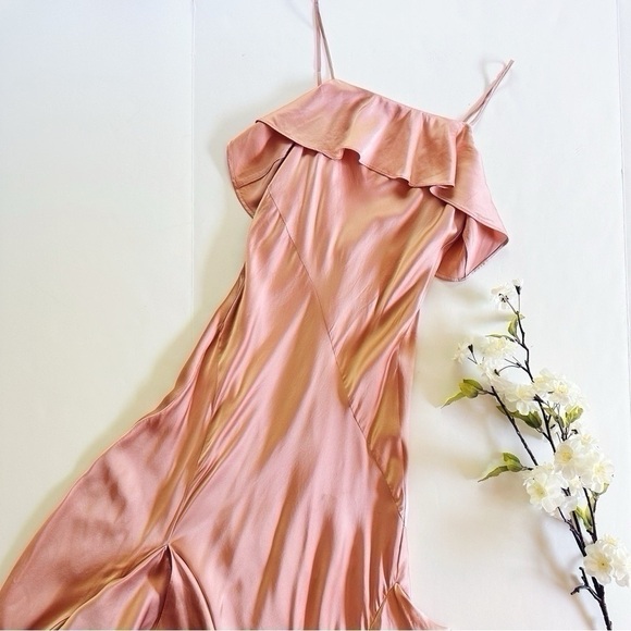 Cinq A Sept Elly Charmeuse Ruffle Midi Dress 0 - Picture 5 of 10